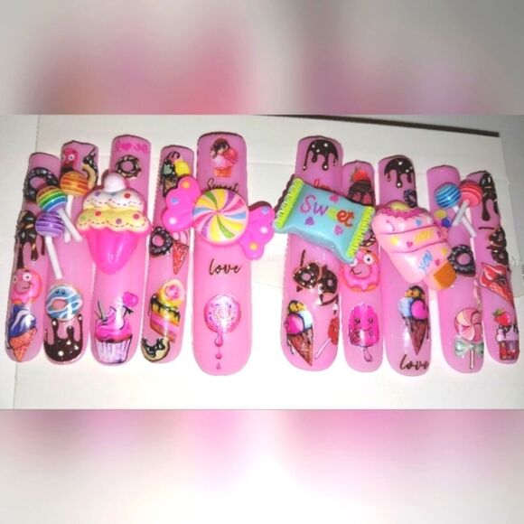Hand crafted custom CandyBling 10pc xxl acrylic press on nails - Picture 1 of 5